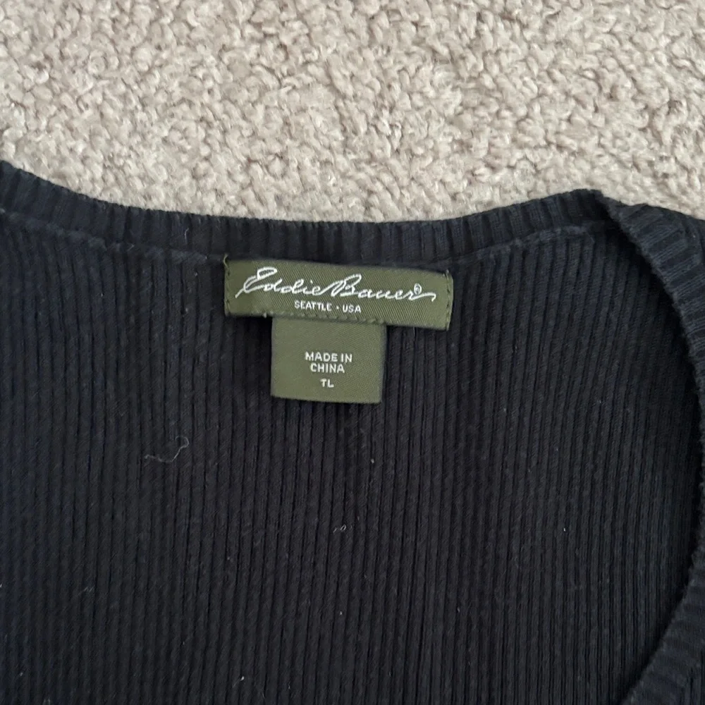 Eddie Bauer Black Ribbed Henley Sweater - Picture 3 of 6